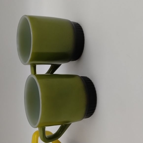 Anchor Hocking Fire King Coffee Mugs MCM Yellow Gold and Avocado Green Set of 4 - Picture 6 of 8